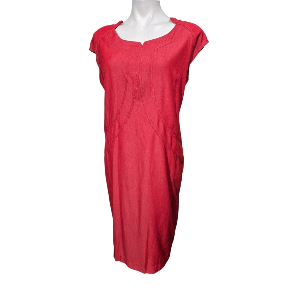 IMAN Global Chic Red Sheath Dress Cap Sleeve Size L casual office fall